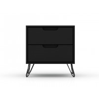 Manhattan Comfort 102GMC2 Rockefeller 2.0 Mid-Century- Modern Nightstand with 2-Drawer in Black